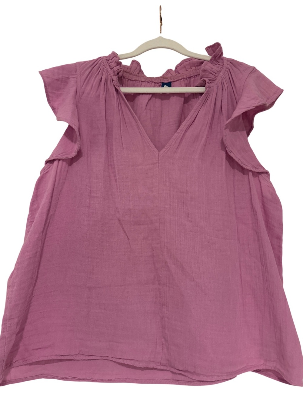 Old Navy Lilac Ruffled V-Neck Flutter Sleeve Top, L